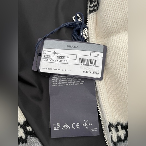 Prada women Logo Intarsia Zip-Up Padded Jacket NWT - Picture 8 of 10